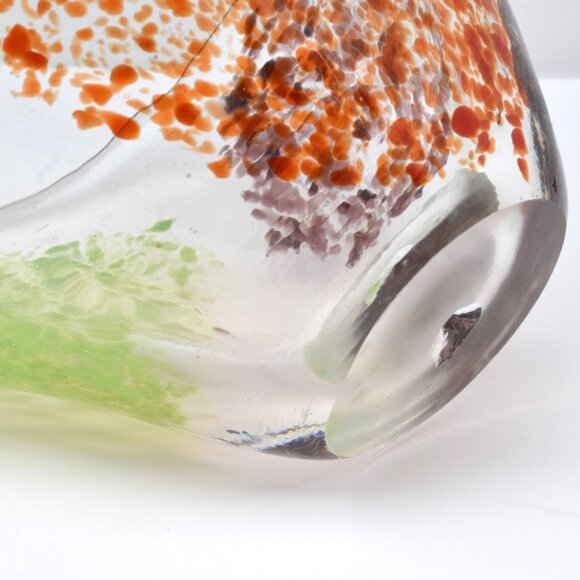 Hand Blown Contemporary Art Glass Vase, Red Green Purple, Speckled - Picture 7 of 7